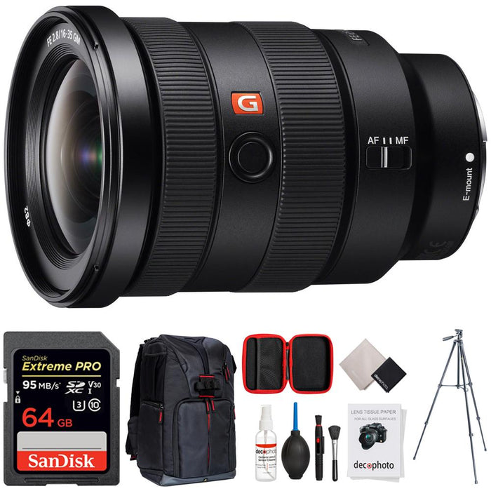 Sony FE 16-35mm F2.8 GM Wide-angle Zoom Lens w/ 64GB Accessories Bundle