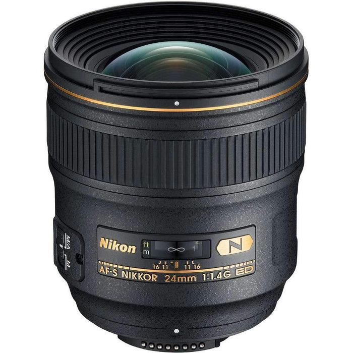 Nikon 24mm F/1.4G ED AF-S Wide-Angle Lens with SDXC 128GB UHS-1 Memory Card