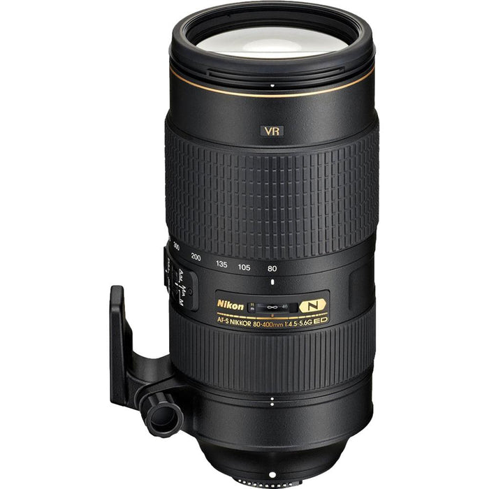 Nikon AF-S NIKKOR 80-400mm f.4.5-5.6G ED VR Lens w/ SDXC 128GB UHS-1 Memory Card