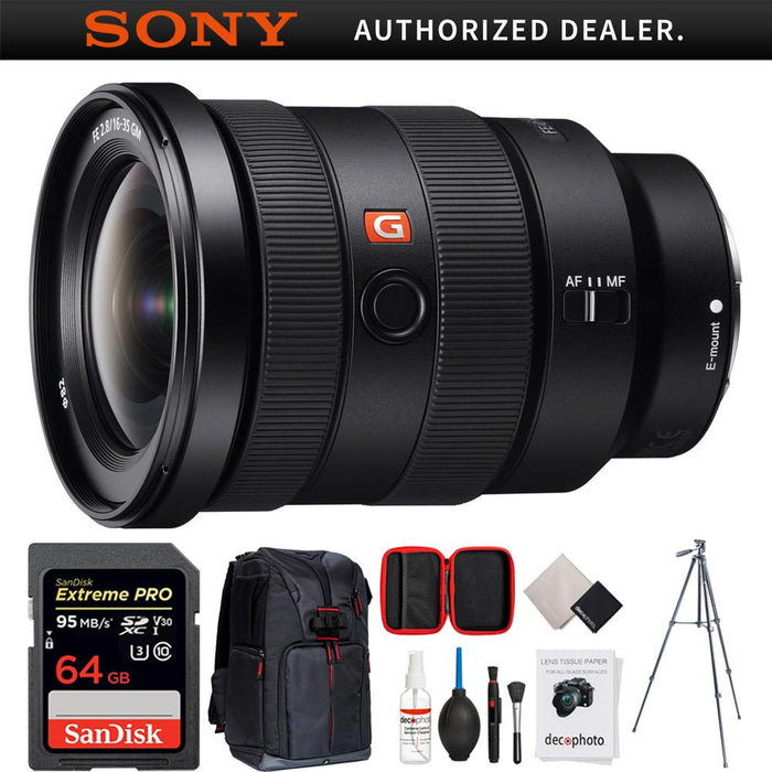 Sony FE 16-35mm F2.8 GM Wide-angle Zoom Lens w/ 64GB Accessories Bundle
