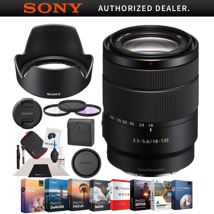 Sony E 18-135mm F3.5-5.6 OSS APS-C E-mount Zoom Lens Bundle SEL18135 + Accessory Kit