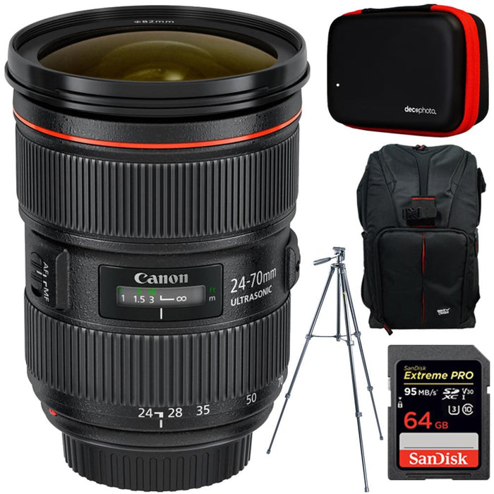 Canon EF 24-70mm f/2.8L II USM L-Series Standard Zoom Lens + 64GB Accessories Bundle