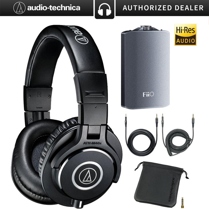 Audio-Technica ATH-M40x Professional Studio Monitor Headphones + FiiO A3 Headphone Amplifier