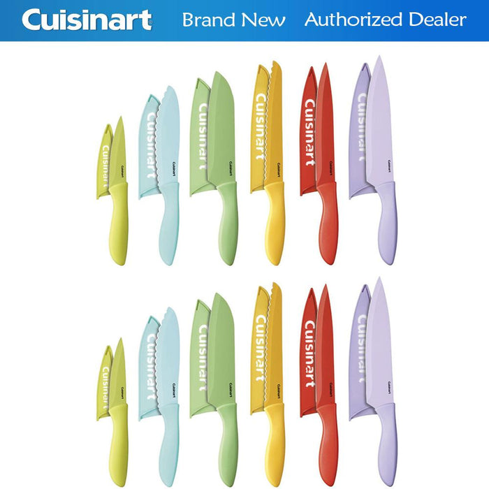 Cuisinart 12-Piece Ceramic Coated Color Knife Set with Blade Guards 2 Pack
