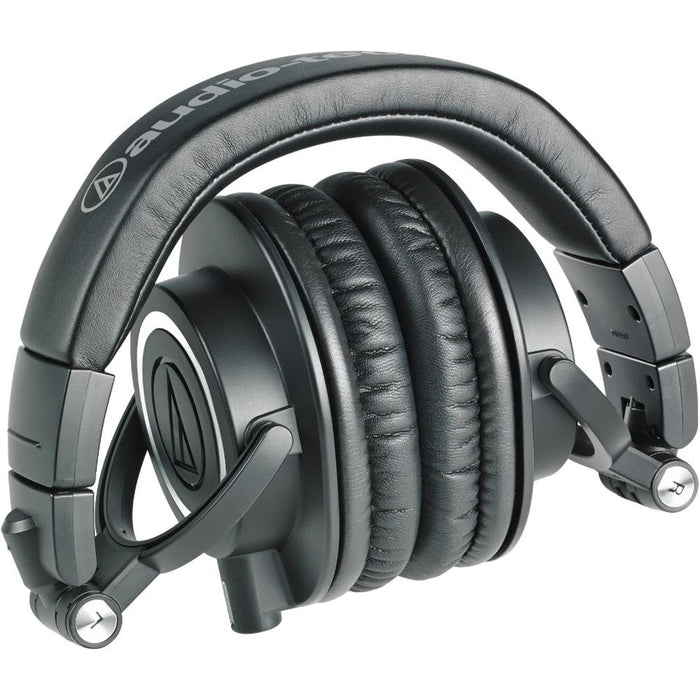 Audio-Technica ATH-M50x Headphones with Blue Yeti USB Mic Red + Mackie CR3 PRO Recording Bundle