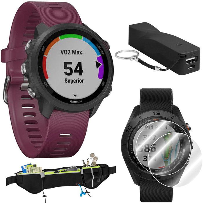 Garmin Forerunner 245 GPS Sport Watch (Berry) with Portable Power Bank Bundle