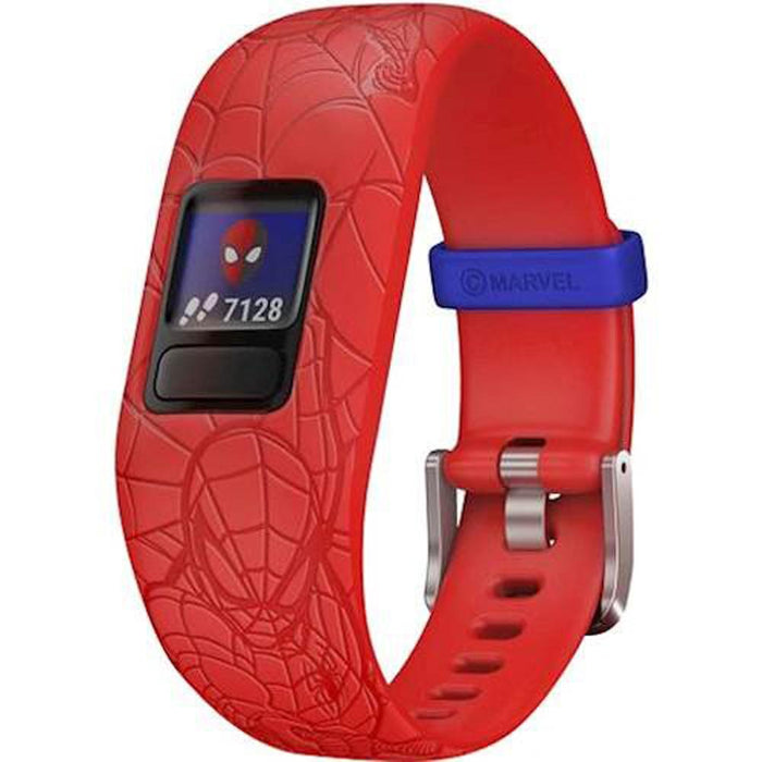 Garmin Activity Tracker for Kids Red Adjustable Spiderman Band+Extended Warranty