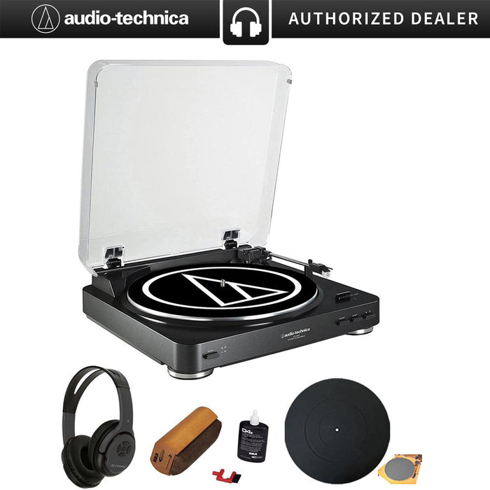 Audio-Technica Fully Automatic Stereo Turntable System + Bluetooth Headphones Bundle