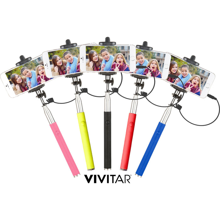 Vivitar 42" Selfie Stick with Built-In Shutter Release and Folding Clamp, Black