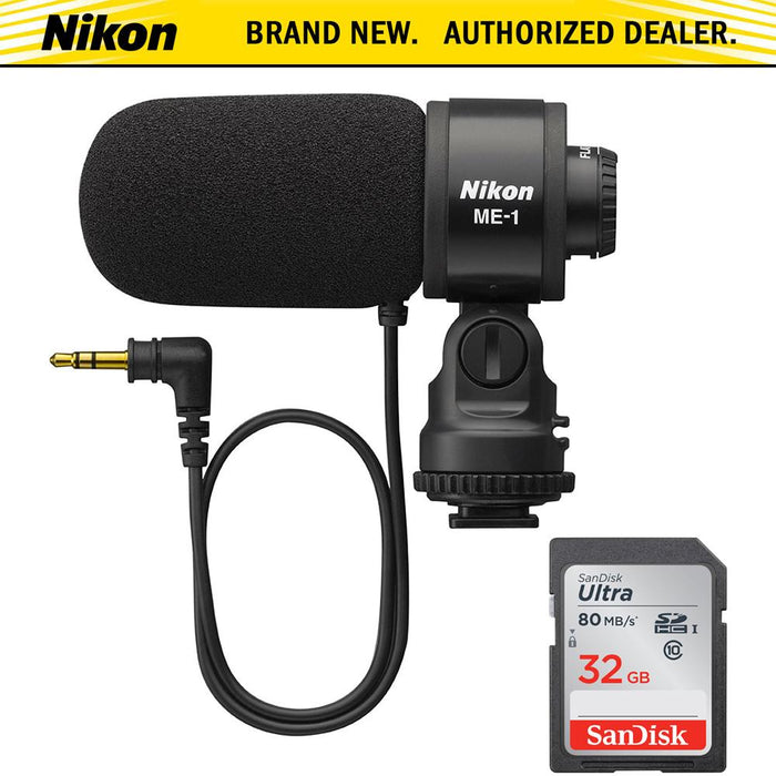 Nikon ME-1 Stereo Microphone with Sandisk Ultra SDHC 32GB Memory Card