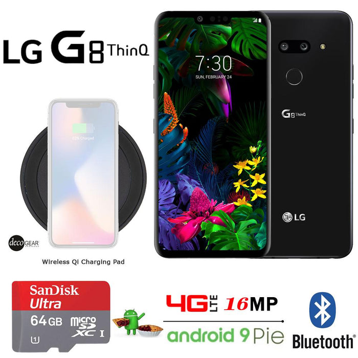 LG G8 ThinQ 128GB Smartphone (Unlocked, Black) with 64GB Qi Charging Bundle
