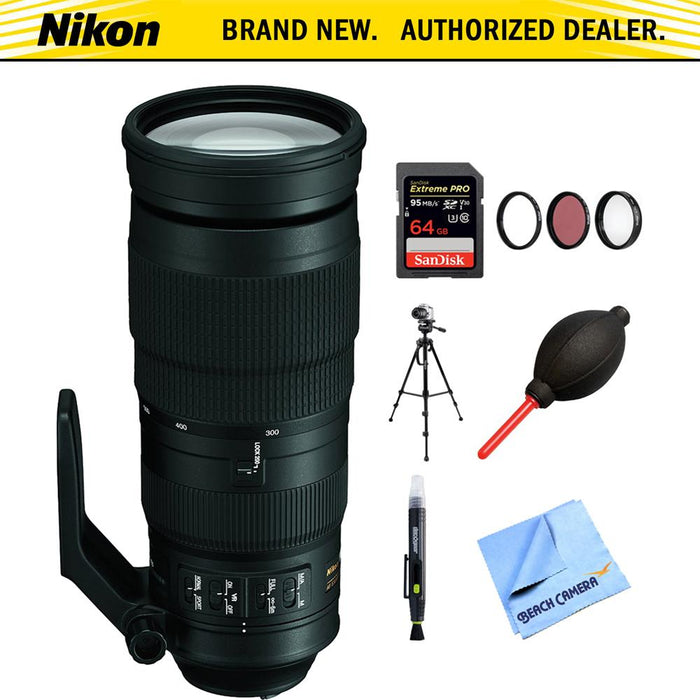 Nikon AF-S FX Full Frame NIKKOR 200-500mm f/5.6E ED Zoom Lens + 64GB Bundle