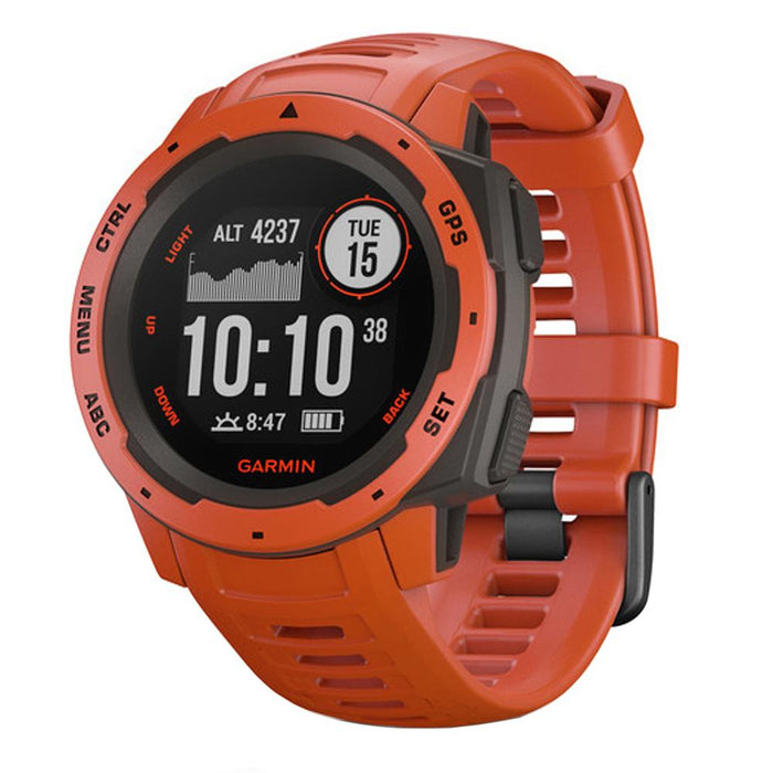 Garmin Instinct Rugged Outdoor Watch w/ GPS Flame Red + Screen Protector 2-Pack