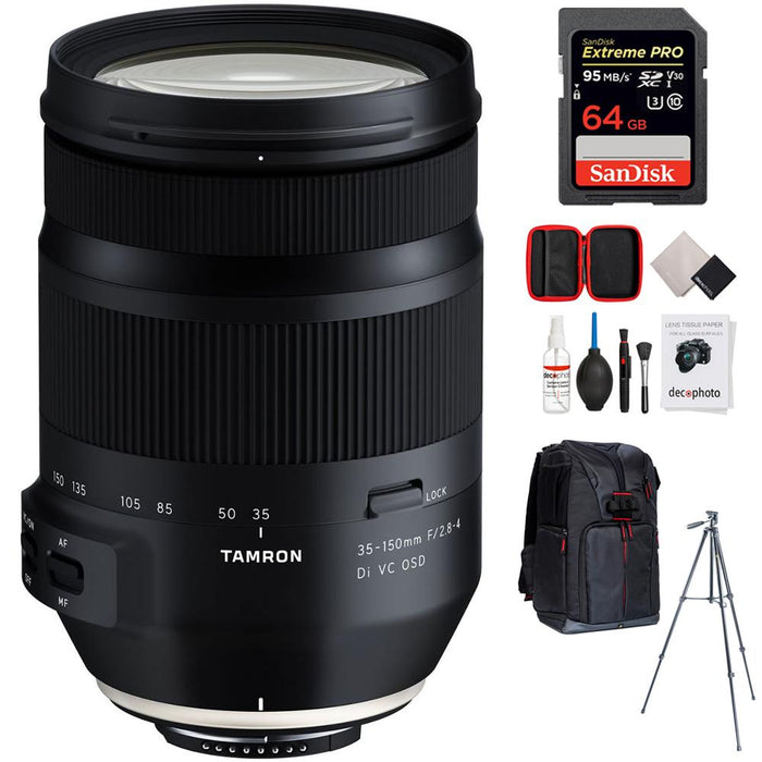 Tamron 35-150mm F/2.8-4 Di VC OSD Zoom Lens for Nikon + 64GB Accessories Bundle