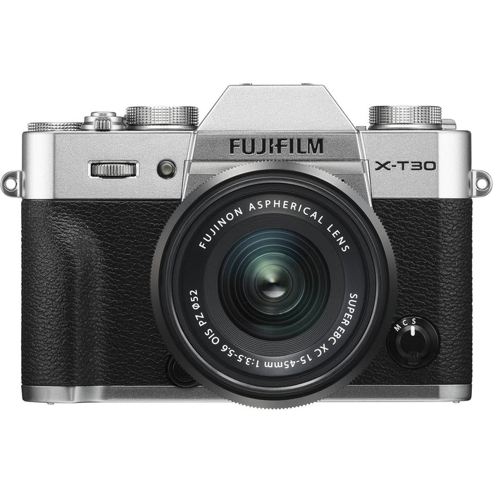 Fujifilm X-T30 Mirrorless 4K WiFi Camera + XC 15-45mm Lens Kit Silver Travel Pack Bundle