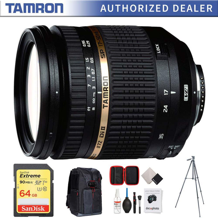 Tamron SP AF 17-50mm F/2 8 XR Di II VC LD Lens for Nikon AF+64GB Accessories Kit