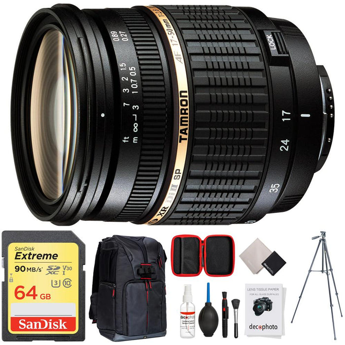 Tamron 17-50mm f/2.8 XR Di-II LD [IF] SP AF Zoom Lens for Nikon D40 w/ 64GB Bundle