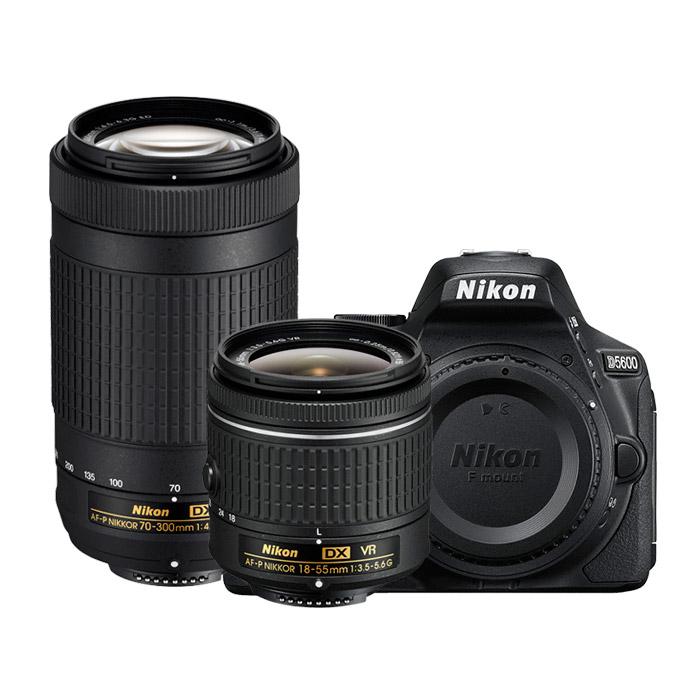 Nikon D5600 24.2MP DSLR Camera 18-55mm + 70-300mm ED Lens (Renewed) + 16GB Bundle