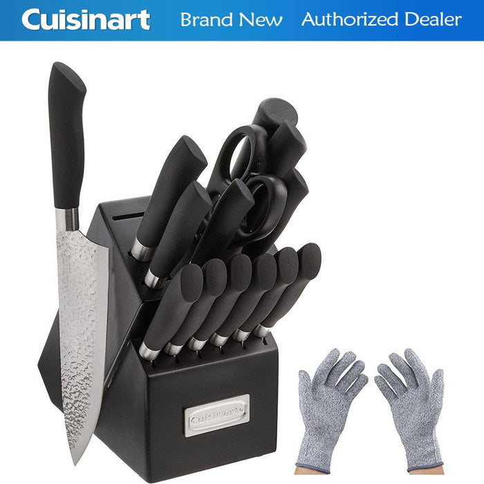 Cuisinart Classic Artisan Collection 15 Pcs Steel Cutlery Block Set w/Cut Resistant Gloves