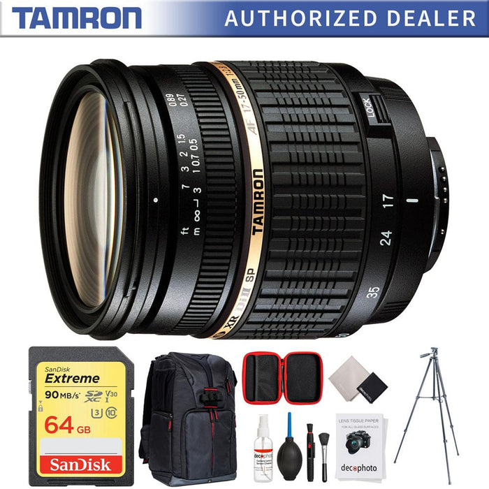 Tamron 17-50mm f/2.8 XR Di-II LD Aspherical [IF] SP AF Zoom Lens w/ 64GB Bundle