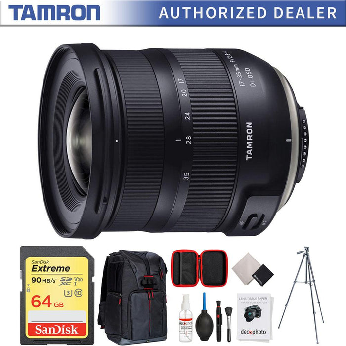 Tamron 17-35mm F/2.8-4 Di OSD for Nikon (Model A037) w/ 64GB Accessories Bundle