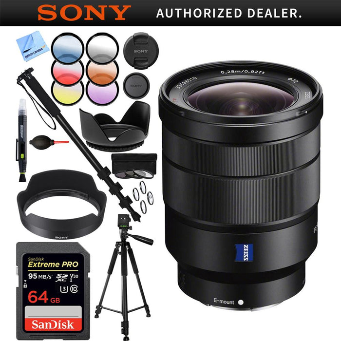 Sony 16-35mm Vario-Tessar T FE F4 ZA OSS Full-frame E-Mount Lens - SEL1635Z 64GB Kit