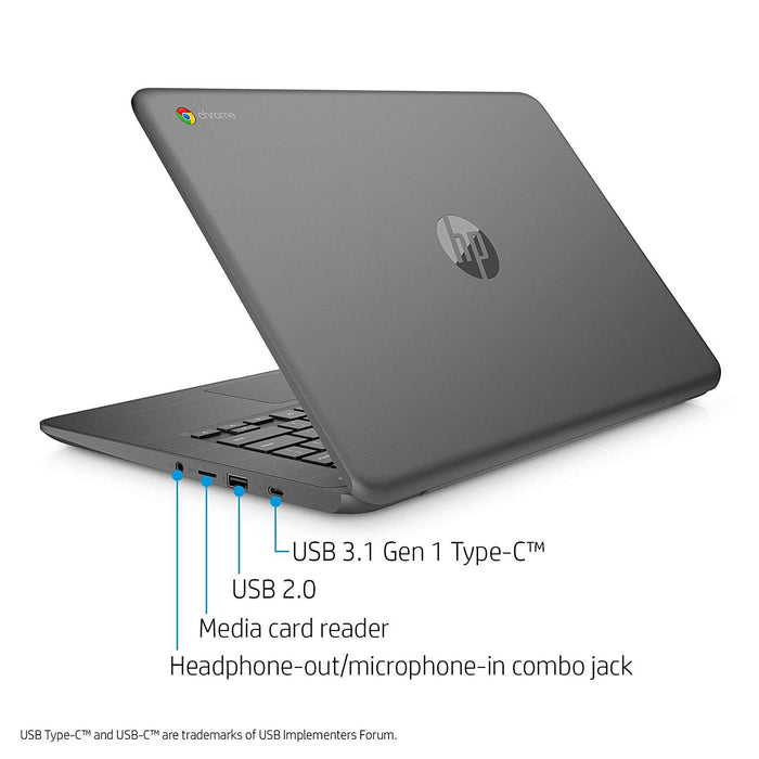 Hewlett Packard Chromebook 14" HD Laptop with 180-degree Hinge + Extended Warranty Pack