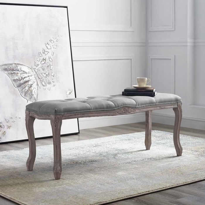Modway Regal Vintage French Upholstered Fabric Bench - Light Grey - (EEI-2794-LGR)