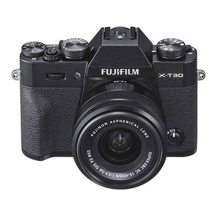 Fujifilm X-T30 4K WiFi Mirrorless Camera + XC 15-45mm Lens Kit Black + Travel Bundle
