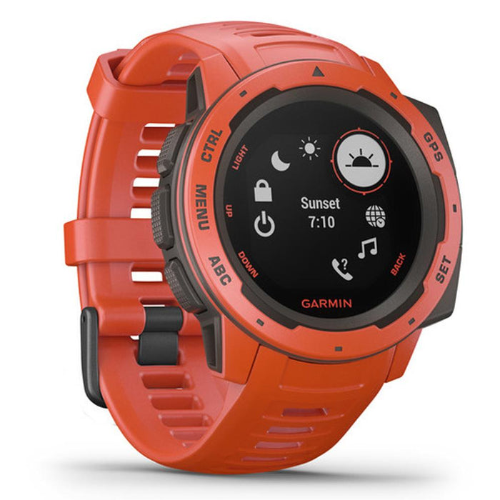Garmin Instinct Rugged Outdoor Watch w/GPS, Flame Red + Accessories Bundle