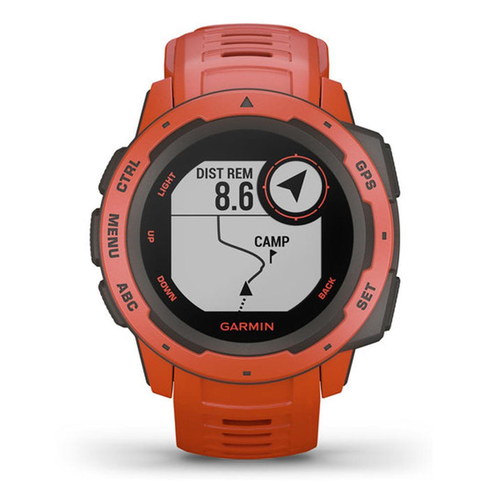 Garmin Instinct Rugged Outdoor Watch w/GPS, Flame Red + Accessories Bundle