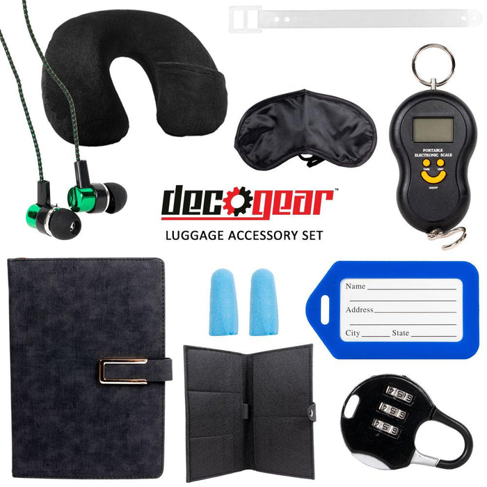 Deco Gear Luggage Accessory Kit - 10 Piece Ultimate Travel Bundle - 10PCLAK