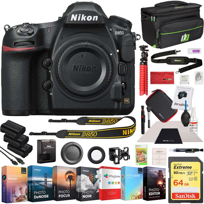 Nikon D850 45.7MP Full-Frame FX-Format DSLR Camera (Renewed) +64GB Battery Editing Kit