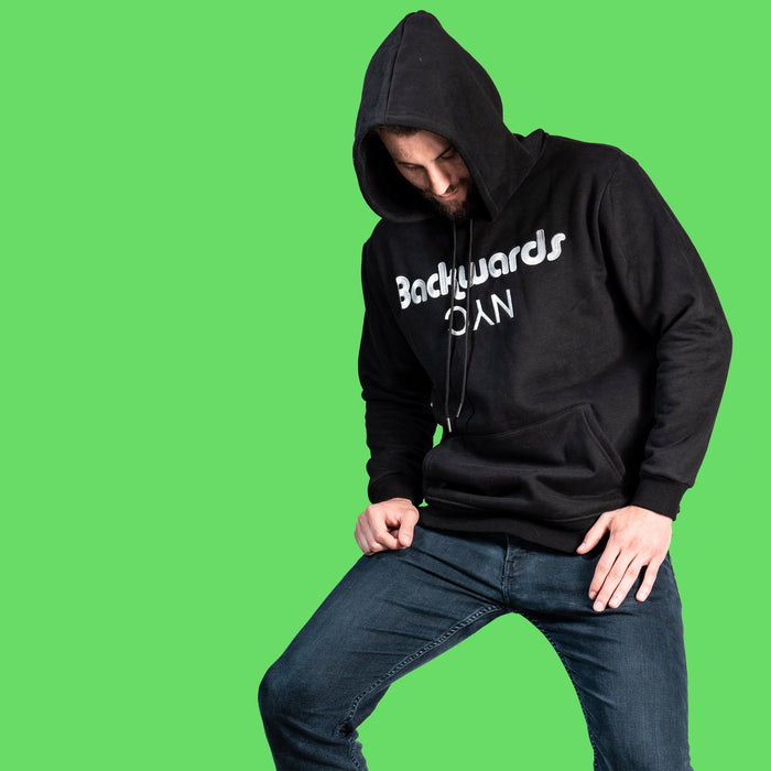 BackwardsNYC Premium Collection Logo Hoodie Sweatshirt - Black (L)