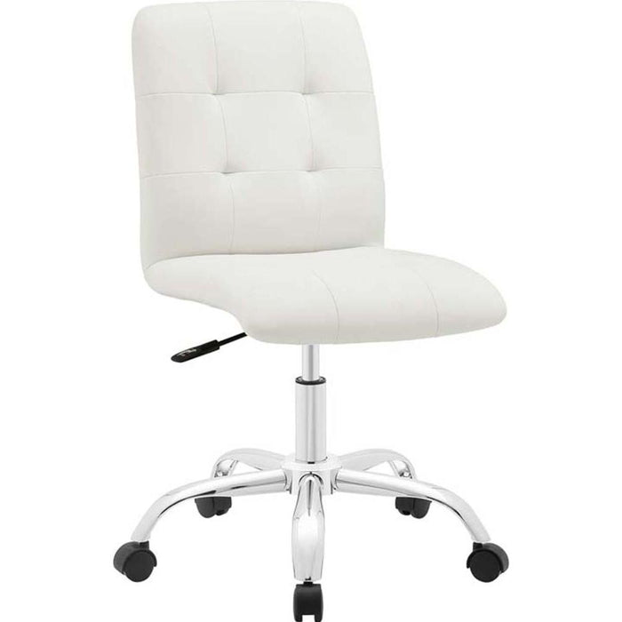 Modway EEI-1533-WHI Prim Ribbed Armless Mid Back Swivel Office Chair, White