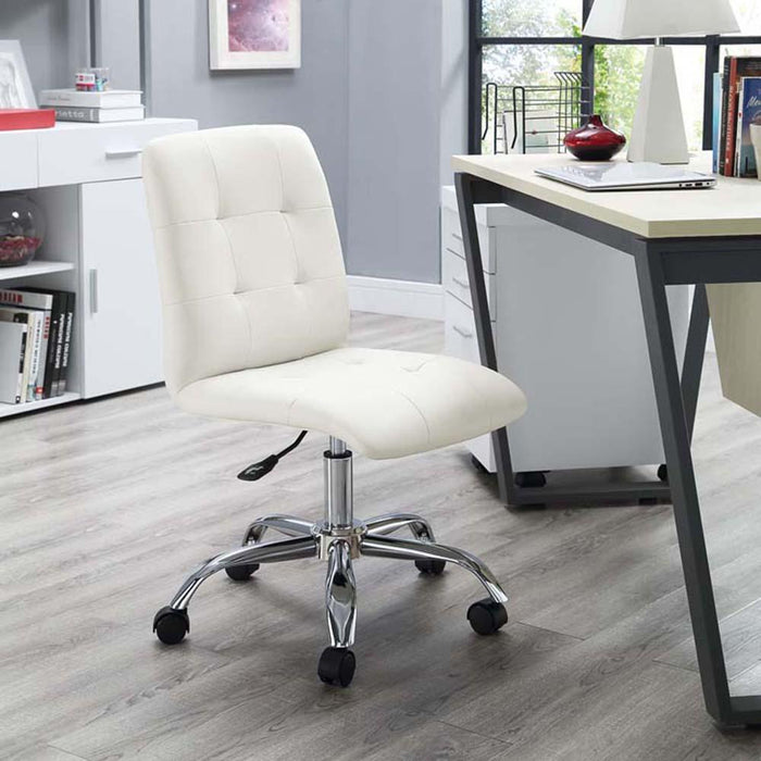 Modway EEI-1533-WHI Prim Ribbed Armless Mid Back Swivel Office Chair, White