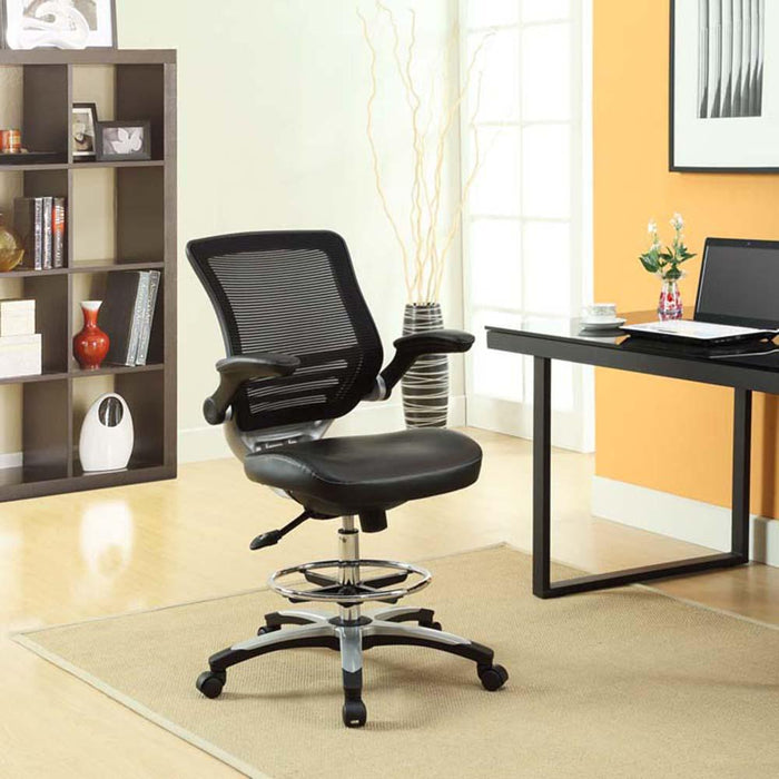 Modway EEI-211-BLK Edge Drafting Office Chair For Standing Desks, Black Vinyl
