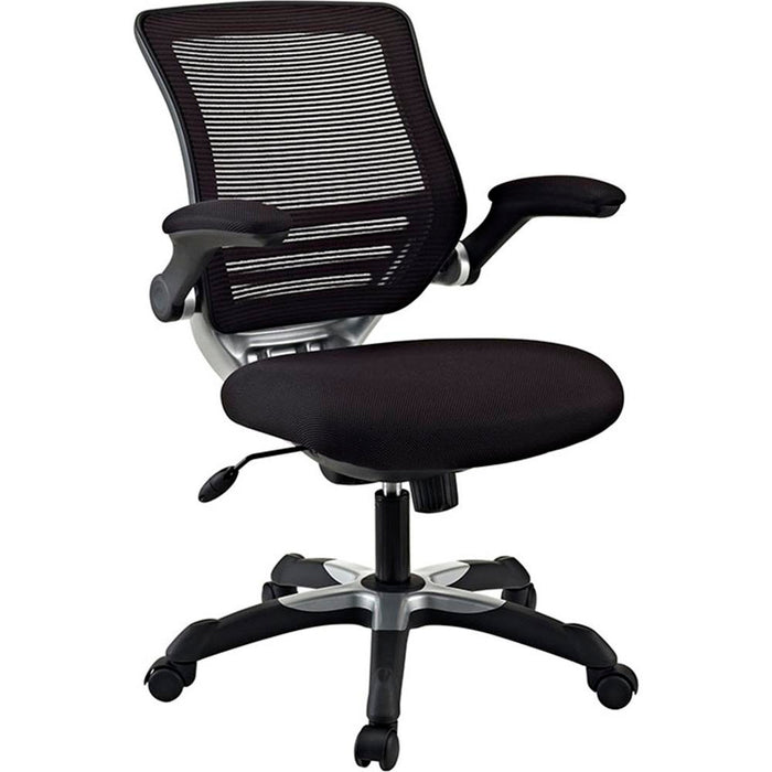 Modway EEI-594-BLK Edge Office Desk Chair With Flip-Up Arms, Black Mesh