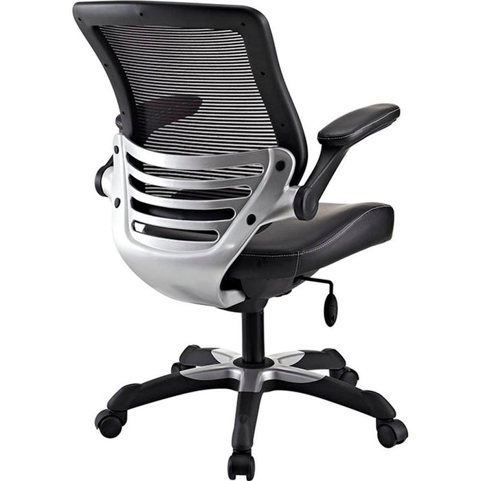 Modway EEI-595-BLK Edge Office Desk Chair With Flip-Up Arms, Black Mesh/Vinyl