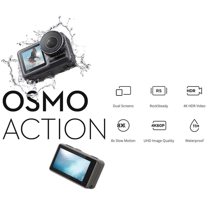 DJI Osmo Action Dual-Screen 4K HDR Waterproof Action Camera w/32GB Accessory Kit