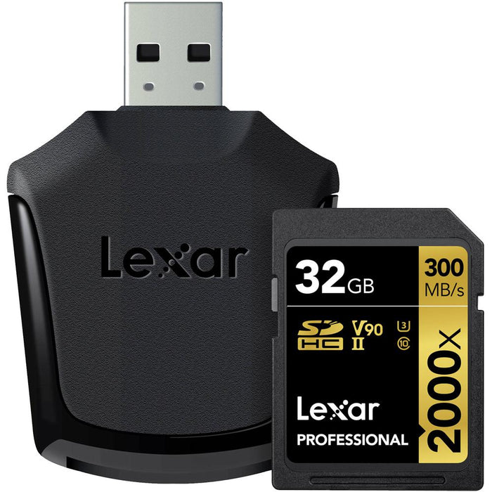 Lexar Pro SDHC 2000X RDR UII BL NA 32GB Memory Card 2 Pack