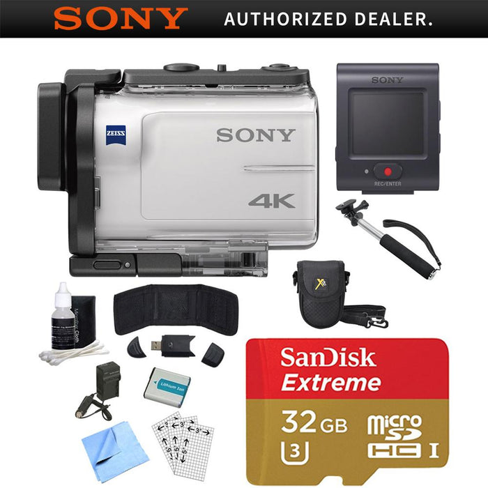 Sony FDR-X3000R 4K GPS Action Camera, Selphie Stick, 32GB Card, & Accessory Bundle