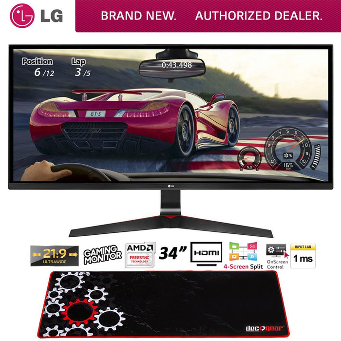 LG 34" UltraWide IPS Gaming Monitor 21:9 34UM69GB + Deco Gear Gaming Mouse Pad