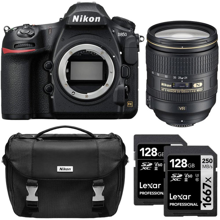 Nikon D850 45.7MP Full-Frame DSLR Camera with NIKKOR 24-120mm f/4G VR Lens Bundle