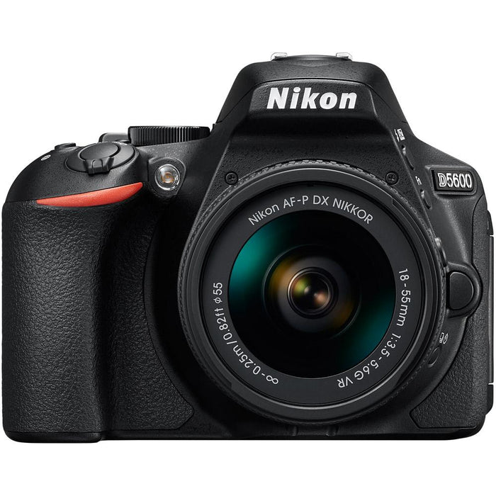 Nikon D5600 24.2MP DSLR Camera w/ AF-P 18-55mm VR Lens (Renewed) Memory & Flash Bundle