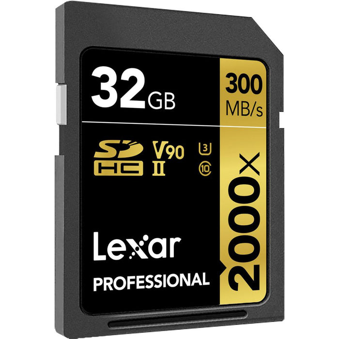 Lexar Pro SDHC 2000X RDR UII BL NA 32GB Memory Card (3-Pack)