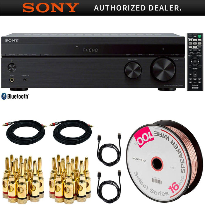 Sony STRDH190 2-Ch Stereo Receiver w/ Phono Inputs & Bluetooth + Audio Cable Kit