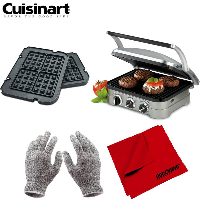 Cuisinart GR-4NW Multi-func Griddler w/ Waffle, Grill & Panini Press - Renewed +Safety Kit