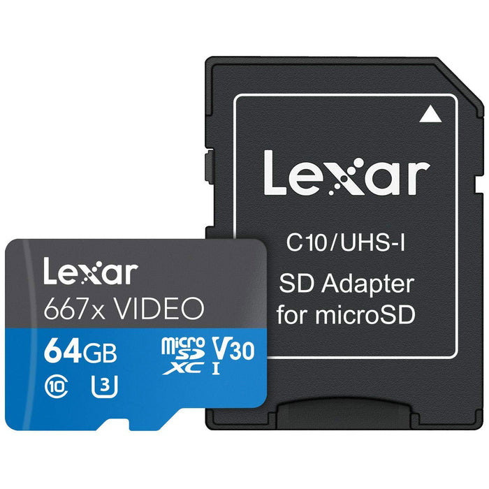 Lexar 64GB High-Performance Professional 667x Video microSDXC UHS-I Memory Card