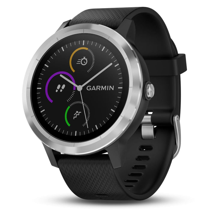 Garmin Vivoactive 3 GPS Fitness Smartwatch w/ Deco Gear Runner Bundle - Black+Stainless
